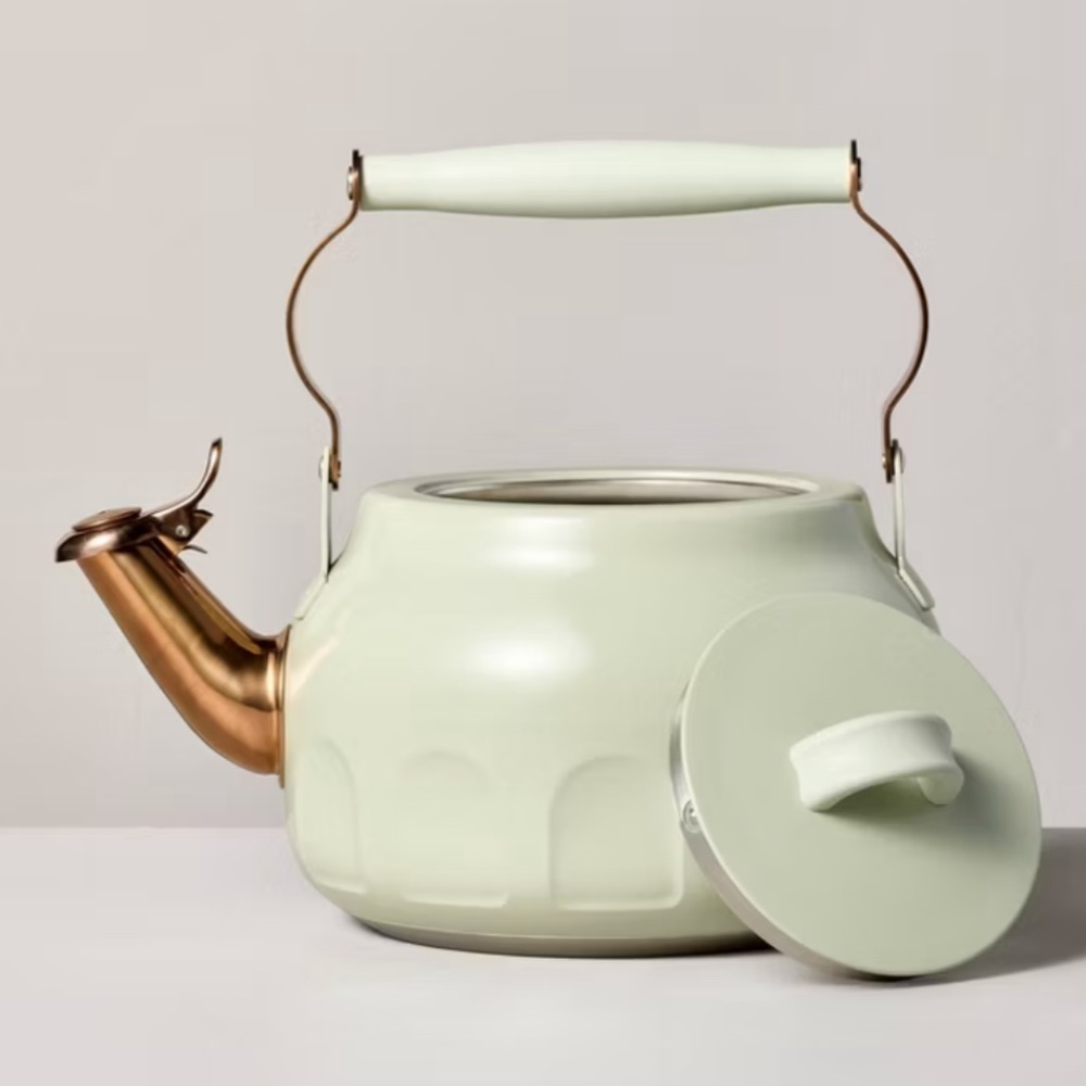 Hearth & Hand with Magnola - 2qt Stainless Steel Arch Cutout Teapot Serene Green